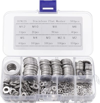 Allecto Plus RVS sluitringen - 580 stuks - 9 maten - Met doos