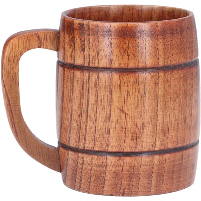 Tasse en Bois 300 ml avec Poignée Anti-Échaudure Tasse à Café Inoffensive Mug à Eau Bière pour Bureau Maison L(for 6.5-9kg) brown
