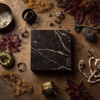 LuxuryQuarry Sieradenschaaltje Marmer Zwart 12x12 cm - Juwelenhouder