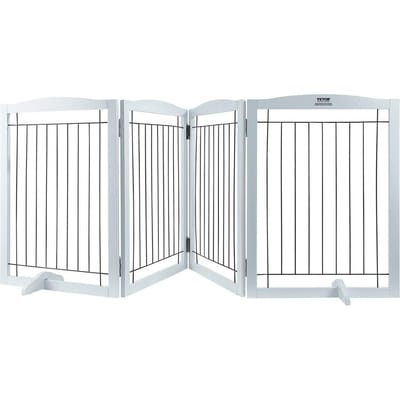 Barrière pour chien autoportante 32x96,5 pouces Barrière pour animal de compagnie autoportante Pliable Blanc
