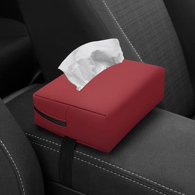 Compacte Auto Tissuehouder van Kunstleer, Opbergdoos voor Armsteun en Hoofdsteun, Stijlvolle Interieur Organizer, Voertuig Tissuehouder