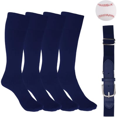 Dailygoods- Honkbalsokken Complete Set - 2 Paar Honkbalsokken - Verstelbare Honkbalriem - Honkbal - Kinder Softbalsokken - 98% Polyester - Jeugd Honkbalset