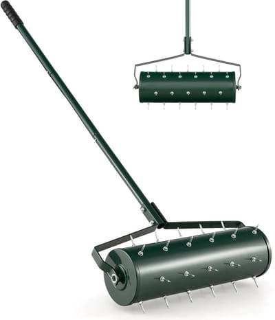 Gazon Beluchter - Graskant Roller - Gras Gezond Houden - Meerdere Scherpe Tanden - 53 x 14 x 130 cm