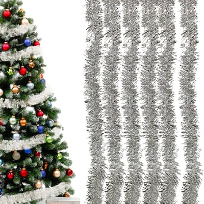 6 Stuks Lametta Slinger voor Kerstboom - Glanzende Versiering, Decoratie en Slinger voor Feestdagen