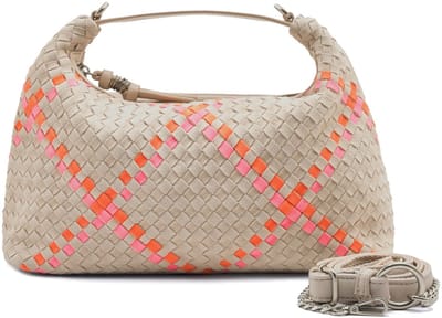 FREDsBRUDER Leren schoudertas handtas Happy Weave Collection Crossbag Vitamin beige