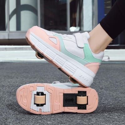 Kinderrolschaatsen met dubbele wielen, verwijderbaar, rolskates voor tienerjongens en -meisjes, dubbele rolrolschaatsen 37