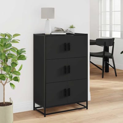 vidaXL - Hoge - kast - 68x35x106,5 - cm - bewerkt - hout - en - metaal - zwart