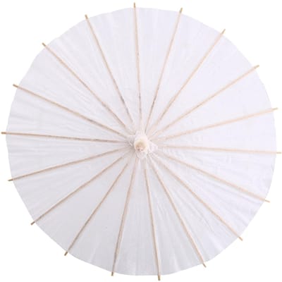 Parapluie décoratif en papier blanc, accessoire photo/cosplay pour école ou école. 20cm diameter white