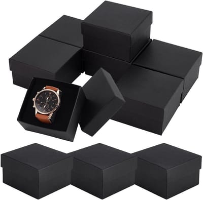 10 Stuks Kartonnen Horlogeopbergdoos - Zwart Cadeau met Kussen, Sieradenkistje voor Armbanden en Horloges, 8,2 x 8,8 x 5,4 cm