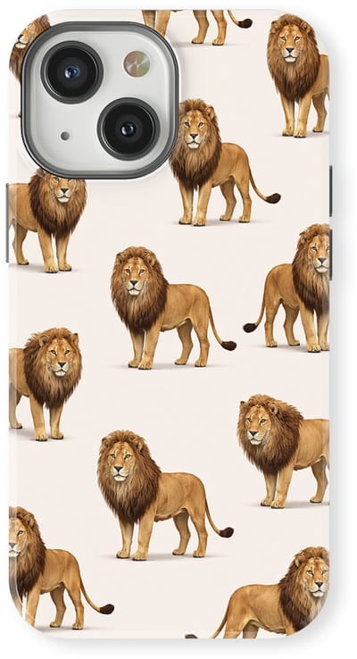 Safari Tough Case geschikt voor iPhone 13 Mini | Premium hoesje met Safari Dieren Design | Geschikt voor Mag | Dieren Print Backcover geschikt voor iPhone 13 Mini Leeuw
