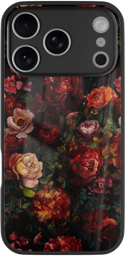 Casimoda® hoesje - Geschikt voor iPhone 17 Pro - Floral Garden - Luxe Hard Case Zwart - Backcover telefoonhoesje - Multi
