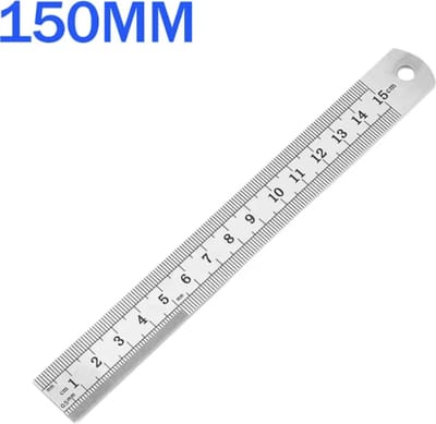 CHPN - Kleine liniaal - Mini liniaal - 15CM - 150 mm Metaal - Meetlatje - Meetlat - Zilverkleurig