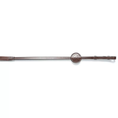 Trust Maastricht 1/2inch Rubber reins 7 stops - Brown/Gold - Maat Cob