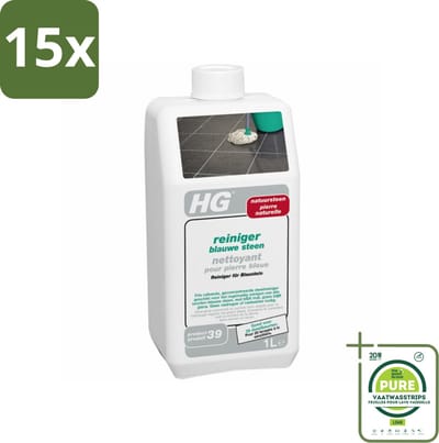15 x HG Blauwe Steen Reiniger 1 liter - Grootverpakking - Blauwe Steen Reiniger - Natuursteen Reiniger - Hardstenen Reiniger - Vloerreiniger - Dweilreiniger