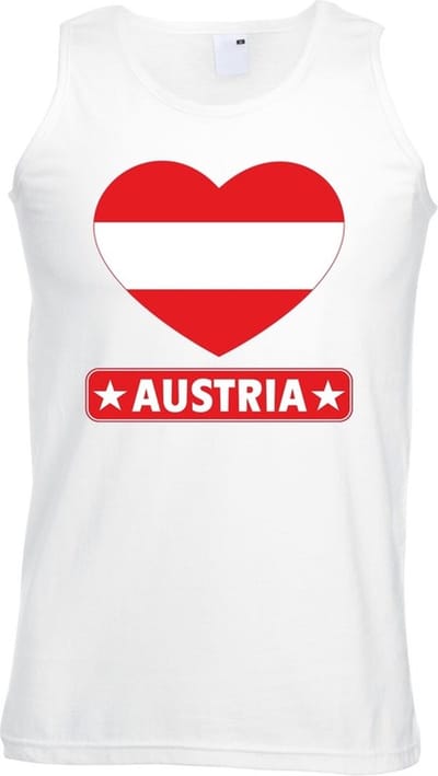 Oostenrijk singlet shirt/ tanktop met Oostenrijkse vlag in hart wit heren S