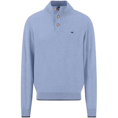 Fynch-Hatton Trui Troyer Button Subtle Tipping Superfine Cotton New Breeze / male