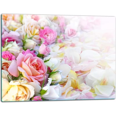 TMK ArtDeko - Snijplank - Glas - 52x40cm - Kleurvolle Bloemenprint