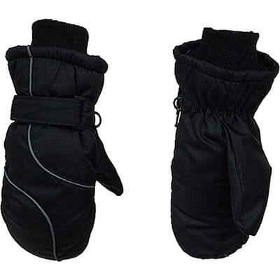 1 Paire Moufles de Ski pour Enfants Filles Garçons Chaudes Gants d'Hiver Gants d'Extérieur Imperméables noir