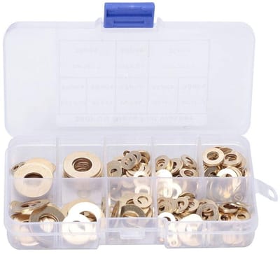 Dailygoods- Onderlegschijf 360-delige Set - Platte Messing Ringen - M2/M2,5/M3/M4/M5/M6/M8/M10 - Roestvrij en Duurzaam - Inclusief Opbergdoos - Wasringen