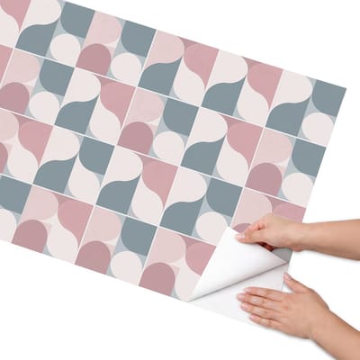 Coloray Meubel Wrap Folie - Roze Meubelfolie - 65x130 cm - Meubel Wrap Folie Geometrische pasteltinten - Plakfolie Meubels - Geometrische Meubelfolie - Decoratiefolie Zelfklevend - Slaapkamer decoratie - Achtergronden en patronen