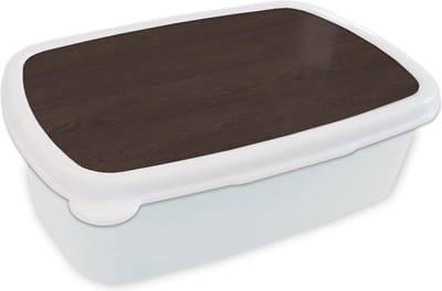 Broodtrommel Wit - Lunchbox - Brooddoos - Patroon - Hardhout - Plank - 18x12x6 cm - Volwassenen