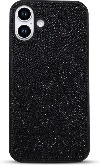 Casemania Hoesje Geschikt voor Apple iPhone 16 - Zwart - Diamant Glitter Back Cover