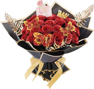 Glitter Rozen Boeket - Kunst Rozen - Bloemstukken Maken - Compleet DIY Pakket - 24 Stuks - Glimmerend