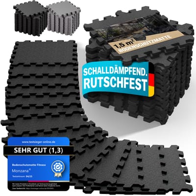 MONZANA 18x Vloerbeschermer – 31x31cm Antislip Uitbreidbaar - Zwart