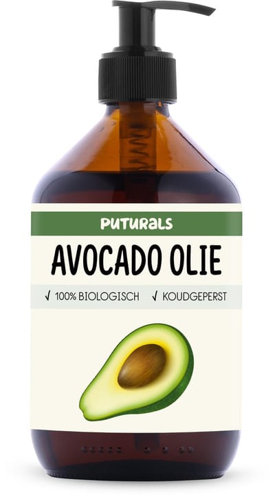 Puturals Avocado Olie 100% Biologisch - 500ml - Koudgeperst en Puur - Avocado Olie voor Haar, Huid en Gezicht