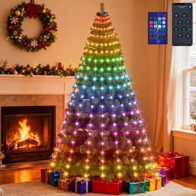 MUPOO Slimme Kerstboomverlichting met APP RGB 2M 160LEDS - Kerstboomverlichting Lichtsnoer -USB Sfeerverlichting - Kerstboom versiering
