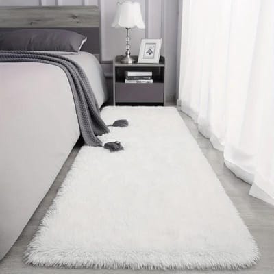 Tapis en Peluche Ultra-Douce - Durable Et Lavable Pour Couloirs, Passages, Paillassons, Petits Tapis de Chevet, Décoration d'Intérieur 40x60cm 16x24inch blanc