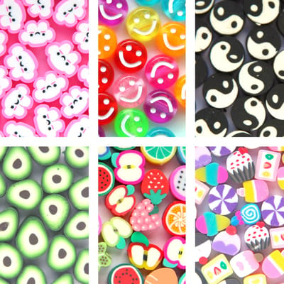 Principessa Wolkjes, Smileys, Avocado’s, Fruit, Snoep en IJsmix kralenset – Unieke mix 75 stuks – Regenboogkleuren – 10mm kralen – Acryl en Polymeer klei