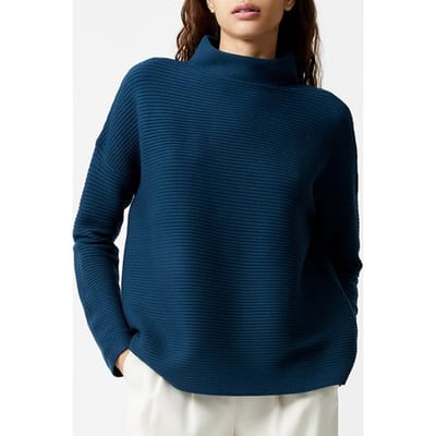 French Connection Babysoft Rib Mock Neck Jumper Marine Size: XS | Knitted Sweaters Outlet | Dames | Blauw