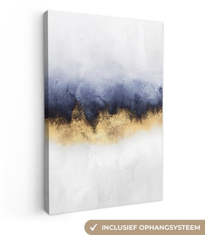 Canvas schilderij 20x30 cm - Wanddecoratie Abstract - Goud - Luxe - Muurdecoratie woonkamer - Slaapkamer decoratie - Kamer accessoires - Schilderijen op canvas