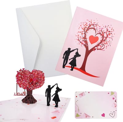 Allecto - 3D Wedding Card - Unieke Pop Up Kaart - Rood - Perfect voor Valentijnsdag - Inclusief Envelop - Voor Bruiloft en Verjaardag