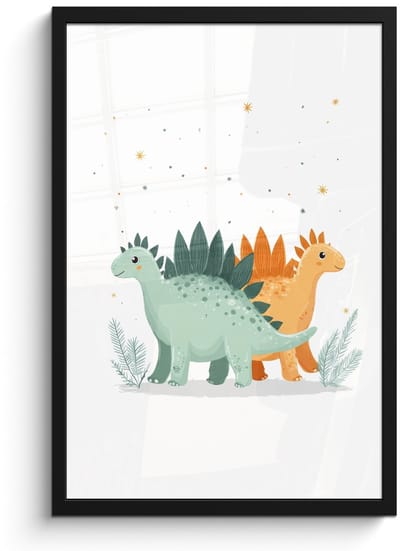 Poster in lijst - Fotolijst 40x60 cm - Posters - Planten - Sterren - Dinosaurussen - Oranje - Posterlijst zwart - Decoratie - Wanddecoratie woonkamer - Muurdecoratie slaapkamer