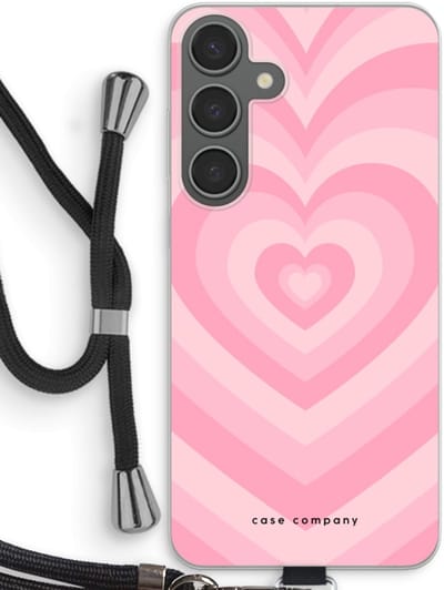 Case Company® - Hoesje met koord geschikt voor Samsung Galaxy S24 Plus hoesje met Koord - Hart Roos - Telefoonhoesje met Zwart Koord - Bescherming aan alle Kanten en Over de Schermrand