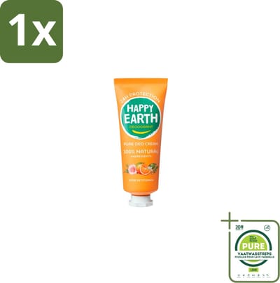 1 x Happy Earth – Deodorant Cream – 100% Natuurlijk Rose Petitgrain – 40 ml - Natuurlijke Deodorant - Deodorant Crème - Frisse Geur - Bloemige Geur - Huidvriendelijk
