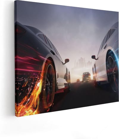 Artaza Canvas Schilderij Sportauto - 50x40 cm - Wanddecoratie Mancave - Muurdecoratie Race - Kamer Accessoires