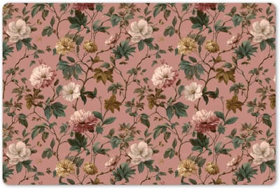Placemats 45x30 cm - Placemat kunststof - 1 stuk - Bloemen - Klassiek - Roze - Borden onderleggers - Decoratie voor op tafel - Keuken tafeldecoratie accessoires - Vinyl onderlegger - Tafelversiering