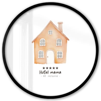 Poster in lijst Rond - Fotolijst 40x40 cm - Posters - Oranje - Huisje - Quote - Hotel - Ronde posterlijst zwart - Decoratie - Wanddecoratie woonkamer - Muurdecoratie slaapkamer