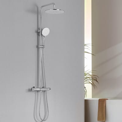 Auralum max Regendouche met Thermostaatkraan - Doucheset - Regendouche Ø 25 cm - 3 standen Handdouche - Verstelbare Hoogte 1025-1258 mm - Chroom