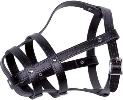 Lederen hondenmand zwart - Nobby - maat 6 - 26-44 cm dog muzzle