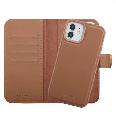 Selencia Hoesje - Geschikt voor Apple iPhone 12 Pro / 12 - Olyn Uitneembare Bookcase geschikt voor MagSafe - Bruin