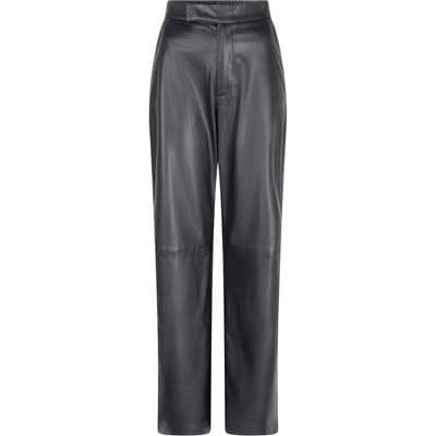 EsQualo Trousers Wide Vegan Leather Grey Maat: 36 | Pantalons Outlet | Dames | Grijs