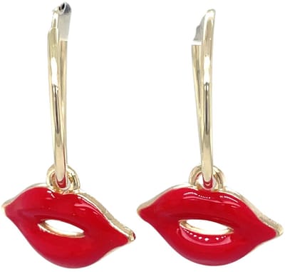 Pat's Jewels Oorbellen - Oorbellen Dames - Oorringen - Statement Oorbellen - Goud - Lip Hanger - Rood