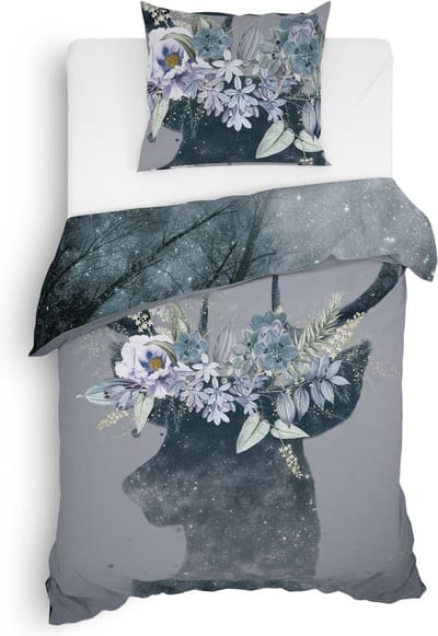 Heckett & Lane Myrthe Dekbedovertrek - Eenpersoons - 140x200/220 cm - Dark Grey