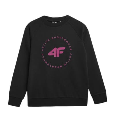 4F Kinder Sweatshirt - Elastica Onderkant, Maat 122 - Beige Katoen voor Dagelijks Comfort en Vrijheid