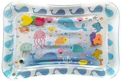 Dailygoods- Babywatermat met Zeelevenpatroon - Opblaasbaar - Zintuiglijke Stimulatie - Fijne Motoriek - Creatieve Speeltijd - 50x70cm - Waterspeelmat