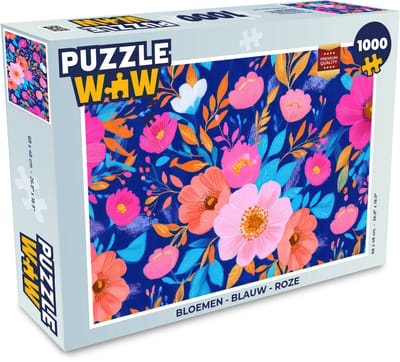 Puzzel Bloemen - Blauw - Roze - Legpuzzel - Puzzel 1000 stukjes volwassenen